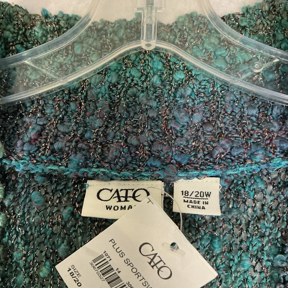 Cato Women's Auqua N Open Front Cardigan Sweater Size 18/20 3/4 Sleeve NWT.3539 - Picture 6 of 14